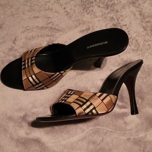 Burberry Heels Satin Pattern and Leather